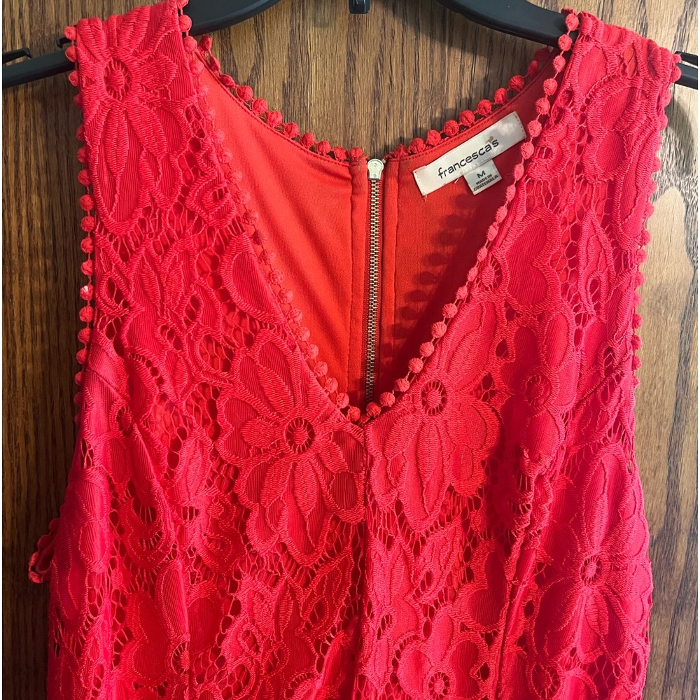 STRIKING FLOWER DESIGN RED DRESS